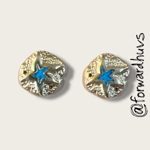 Starfish Post Earrings with Turquoise Colored Inlay
